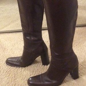 Brown leather lined boots made in Italy.